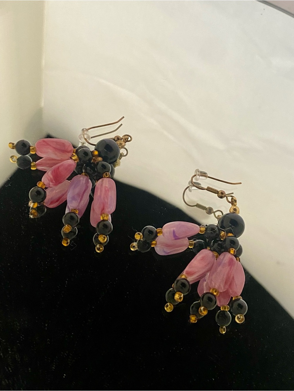Pink Bead Cluster Dangle Earrings - Women Jewelry